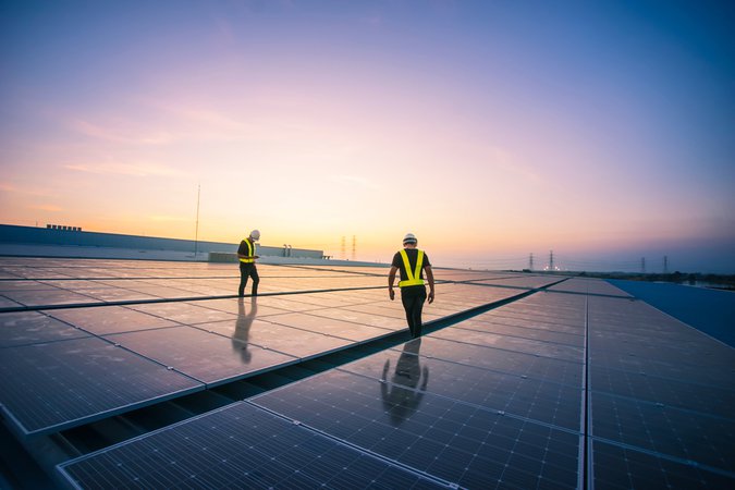 workers on solar
